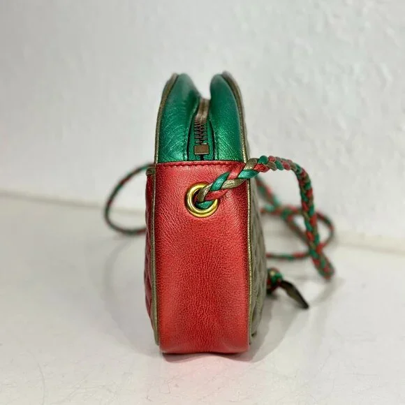 Gucci Red And Green Leather Small Shoulder Bag Crossbody - Picture 2 of 9